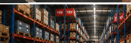 Illustrative warehouse shelves